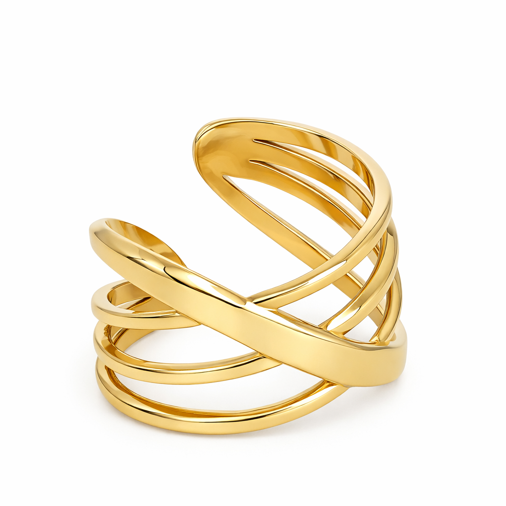 Bague Signature Croisée - Acier inoxydable - Taille ajustable