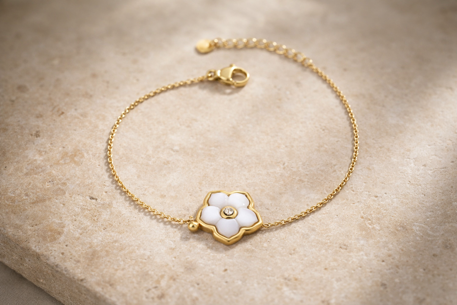 Bracelet lys blanc - Acier inoxydable - 17 cm