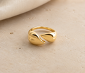 Bague feuille d’or - Acier inoxydable - Taille ajustable