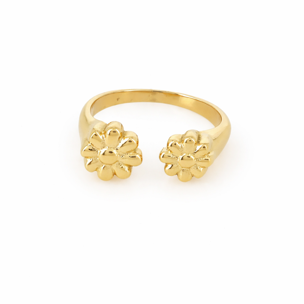 Bague Fleur d’Or - Acier inoxydable - Taille ajustable