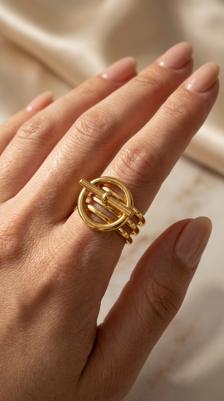 Bague Équilibre Doré - Acier inoxydable - Taille ajustable