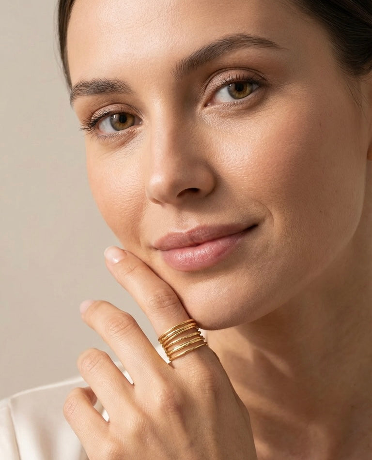 Bague Ondes d’Or - Acier inoxydable - Taille ajustable