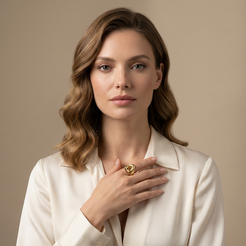 Bague nœud d’Or - Acier inoxydable - Taille ajustable