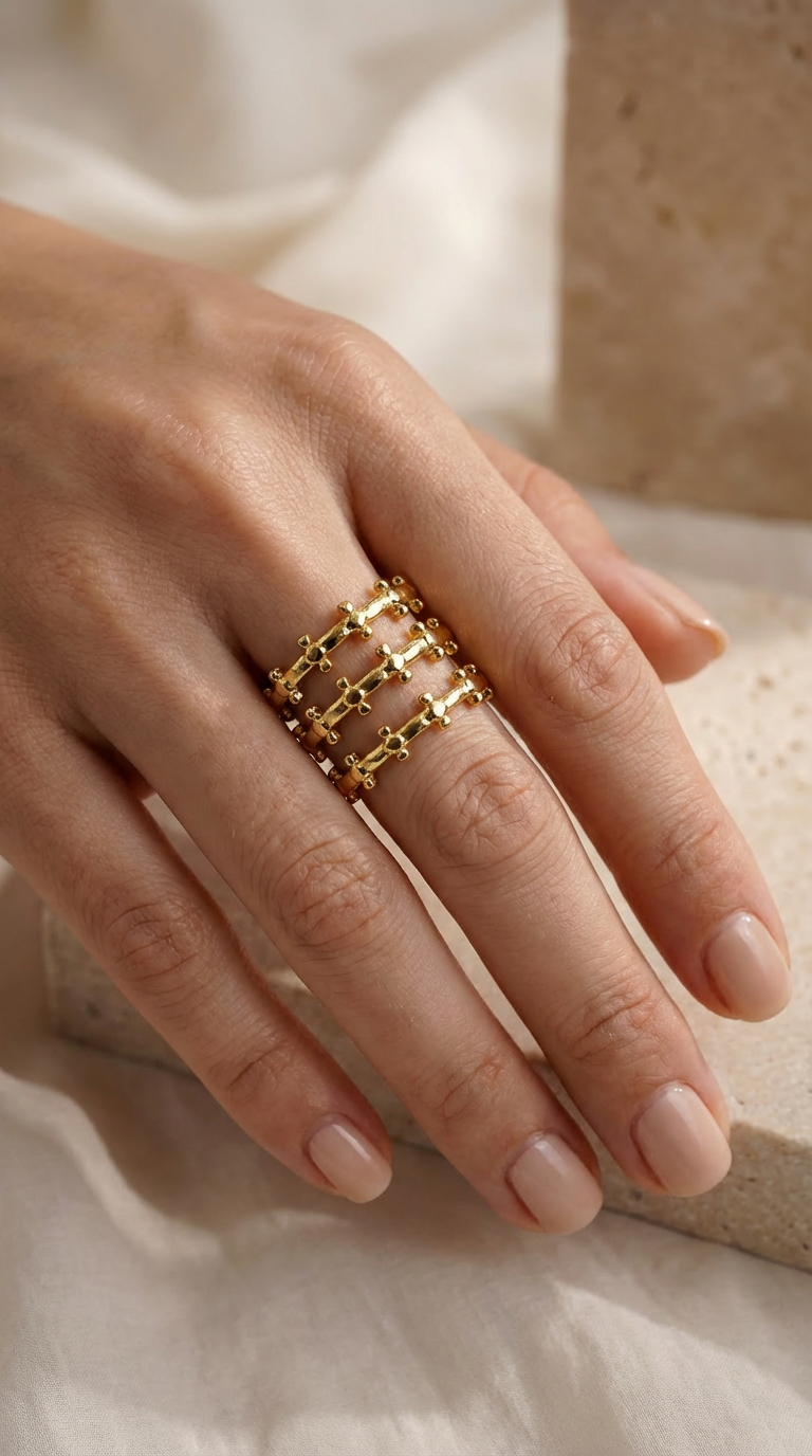 Bague Infinity 3 Rangs - Acier inoxydable - Taille ajustable