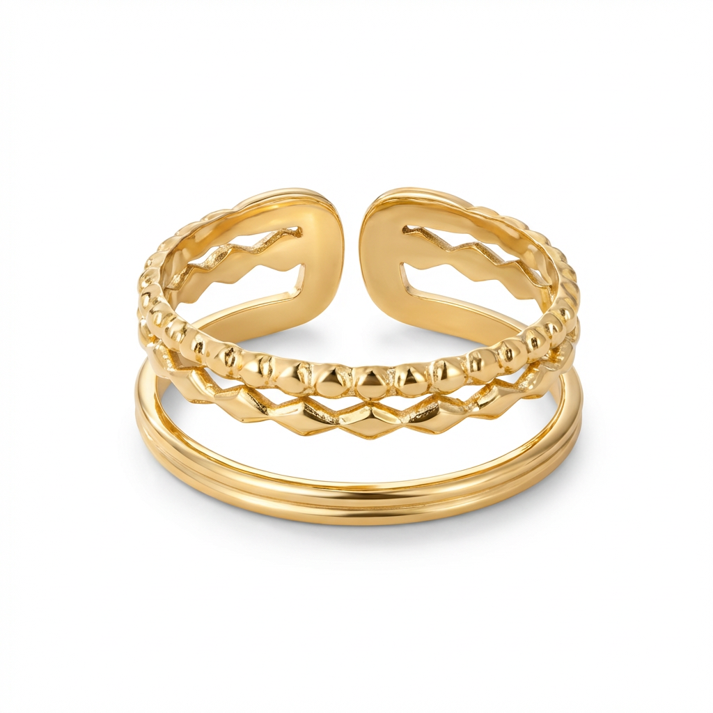 Bague Éclat Structuré - Acier inoxydable - Taille ajustable