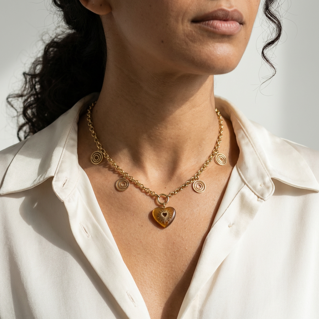 Collier Cœur Solaire - Acier inoxydable -