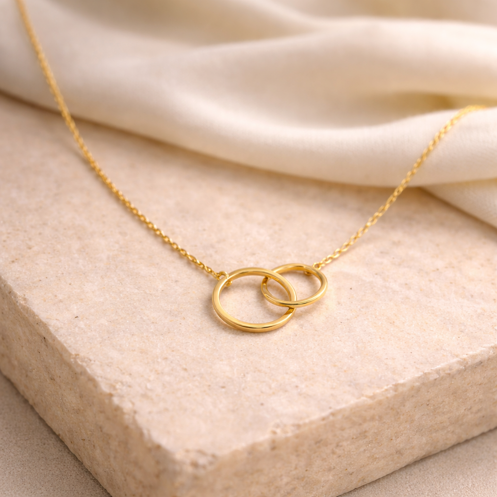 Collier Twin Ring - Acier inoxydable - 40 + 5cm