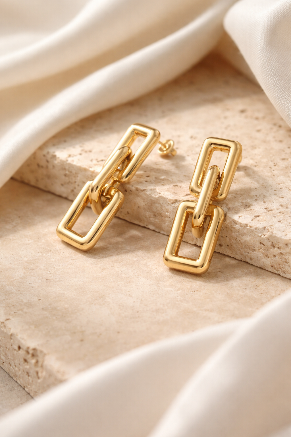 Boucle d’oreille Éclat Structuré - Acier inoxydable - 1,3 x 4,4 cm