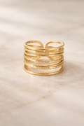 Bague Ondes d’Or - Acier inoxydable - Taille ajustable