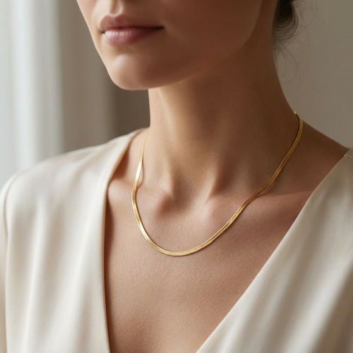 Collier Épure Or - Acier inoxydable - 39+7 cm