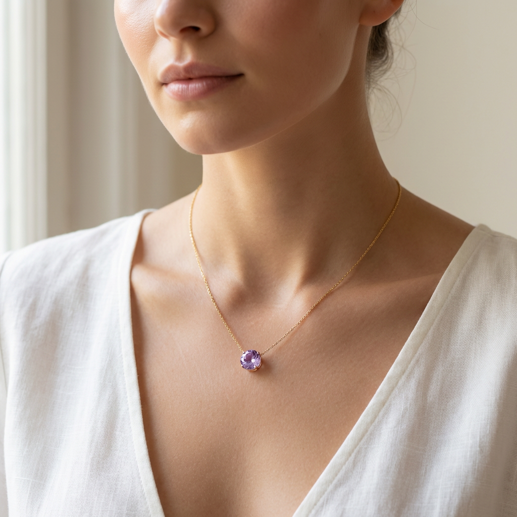 Collier Éclat violet - Acier inoxydable - Cristaux Swarovski®