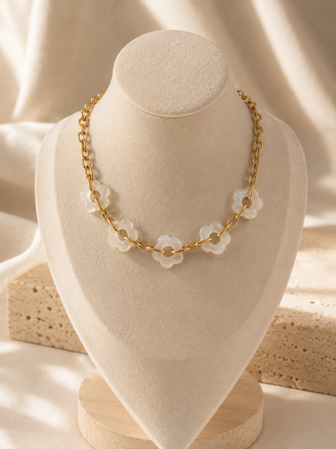 Collier Flora  résine - Acier inoxydable - 40 + 5 cm