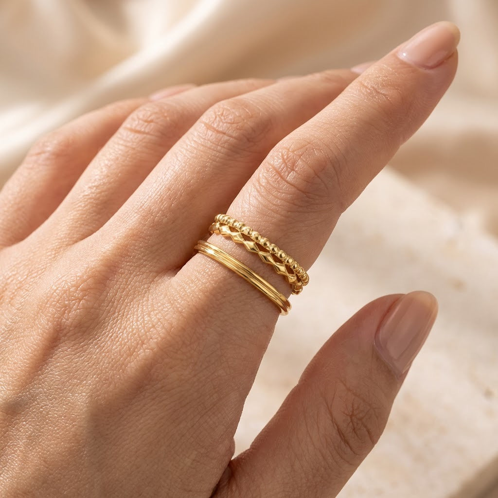 Bague Éclat Structuré - Acier inoxydable - Taille ajustable