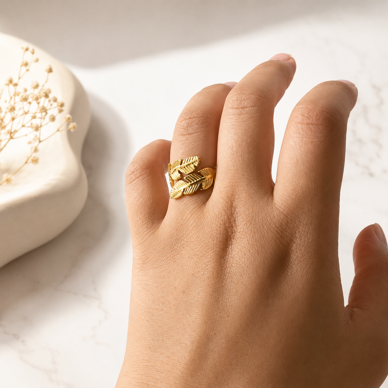 Bague Feuille - Taille ajustable