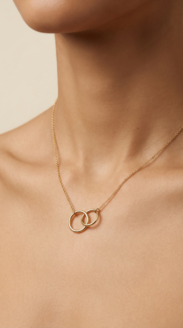 Collier Twin Ring - Acier inoxydable - 40 + 5cm